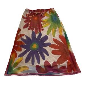 Cynthia Steffe Womens Small Y2k Vintage 90s Hippie Boho Midi Skirt Fun Artsy